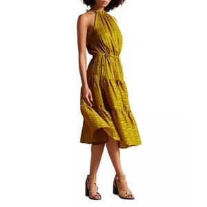 Ted Baker Eymilia Elegant Mustard Halter Midi Dress